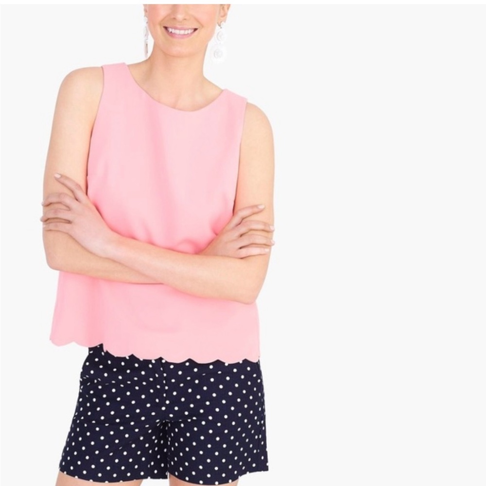J.Crew Coral Pink Scalloped Edge Open Back Tank Top | Blouse